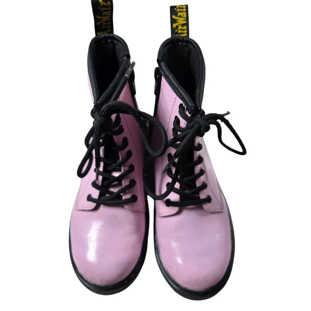 Dr. Martens 1460‎ J Pink Patent Leather Toddler Girls Size 2 Combat Ankle Boots